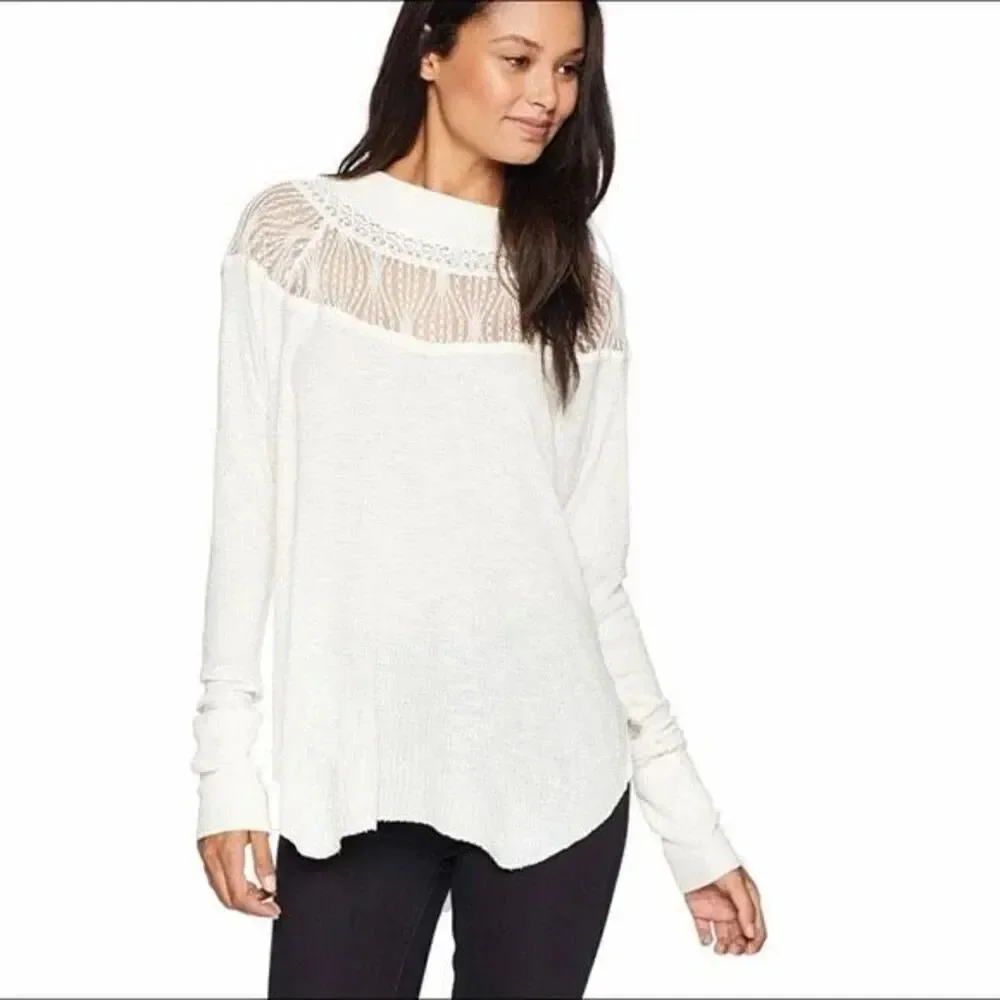 Free People Spring Valley white Thermal Top lace insert size XS